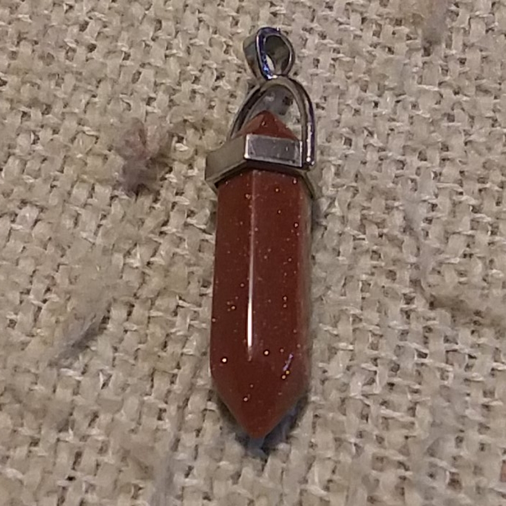 Red goldstone crystal point pendant